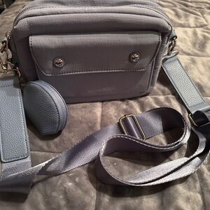 Martha Stewart Crossbody Purse & Earbud Case. Water Repellant w/Pebbled Leather